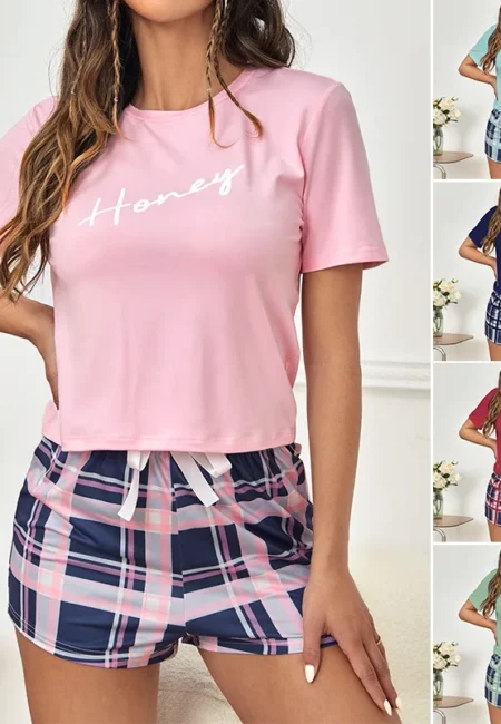 Luxurious Plaid Shorts Pajama Set - Soft Summer Sleepwear