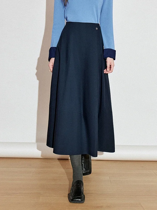TOYOUTH Women Skirt  Spring New Lyocell Cotton Mid Length A Line Umbrella Skirt
