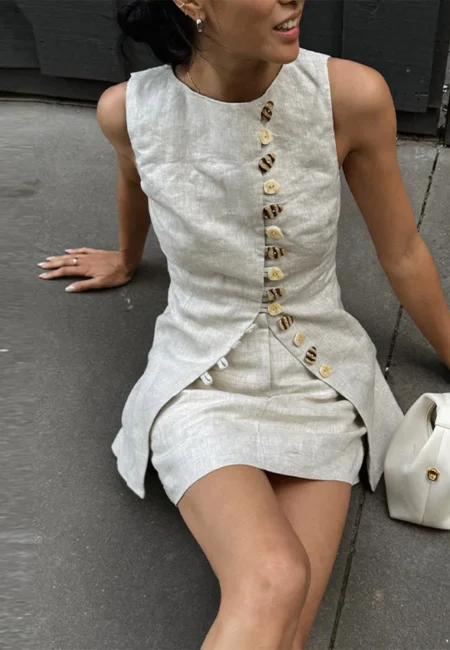 Breathable Cotton Linen Two-Piece Set - Perfect Spring Outfit