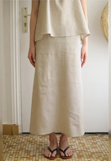 Effortless Elegance: 100% Linen A-Line Long Skirt for Women