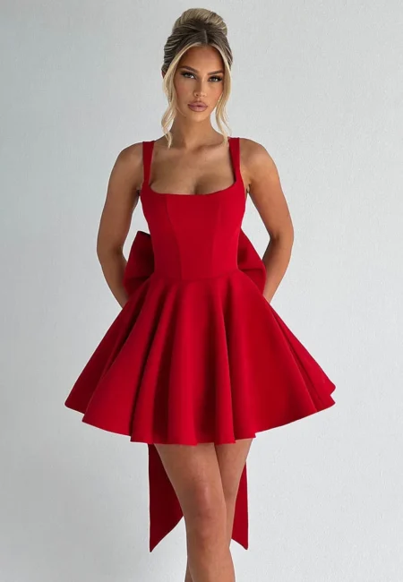 Elegant Backless Bow Mini Dress for Summer Parties
