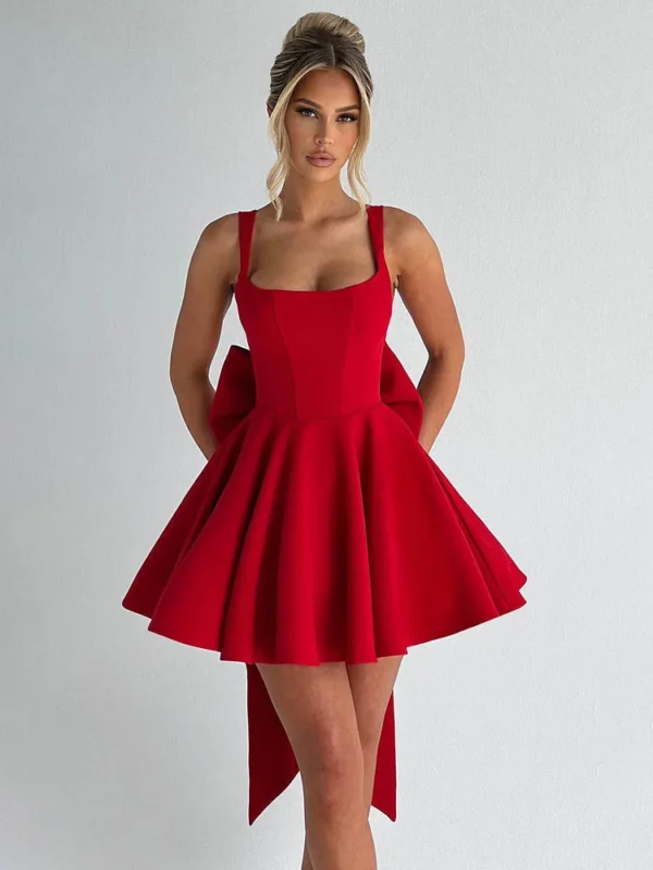 Elegant Backless Bow Mini Dress for Summer Parties