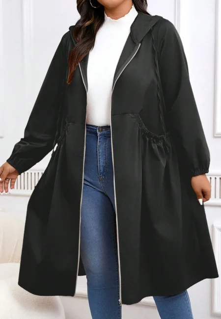 Luxurious Hooded Winter Coat with Drawstring - Warm & Stylish