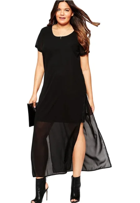 Flowing Black Chiffon Ankle Dress - Sophisticated Summer Style
