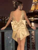 Chic Backless Bow Mini Dress for Effortless Glamour