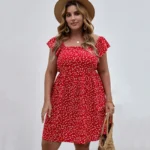 Plus Size Summer Floral Print Square Neck Dress for Women - Image 2