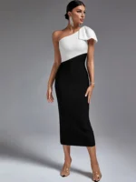 Chic One-Shoulder Maxi Bandage Dress for Elegant Events - Image 4