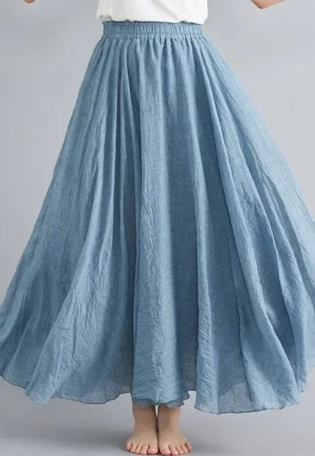 Elegant Cotton Linen Maxi Skirt for Effortless Summer Style