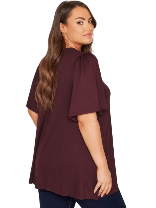 Plus Size Summer V-Neck Swing Blouse with Flare Sleeves