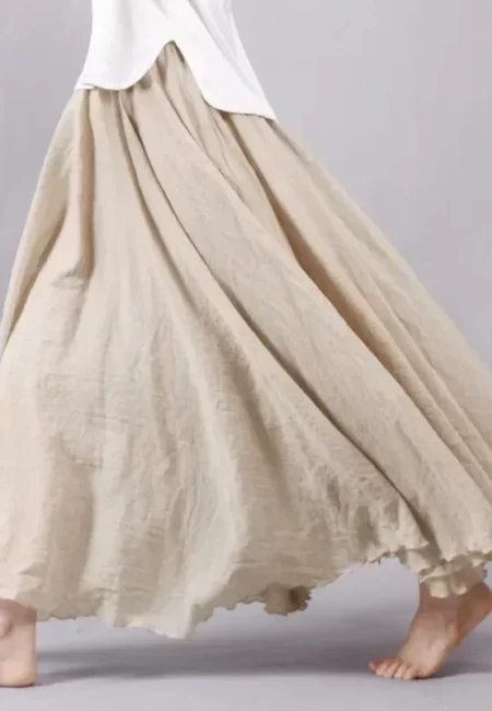 Elegant A-Line Linen Maxi Skirt for Effortless Summer Style