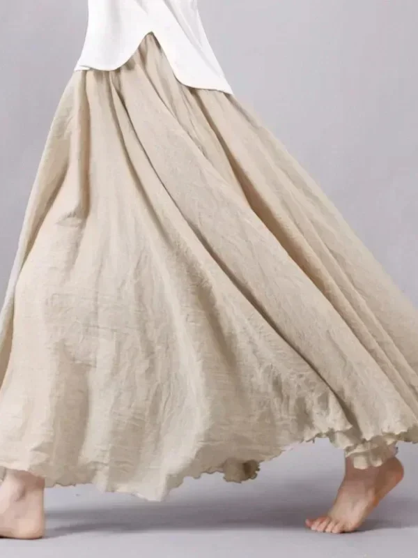 Elegant A-Line Linen Maxi Skirt for Effortless Summer Style
