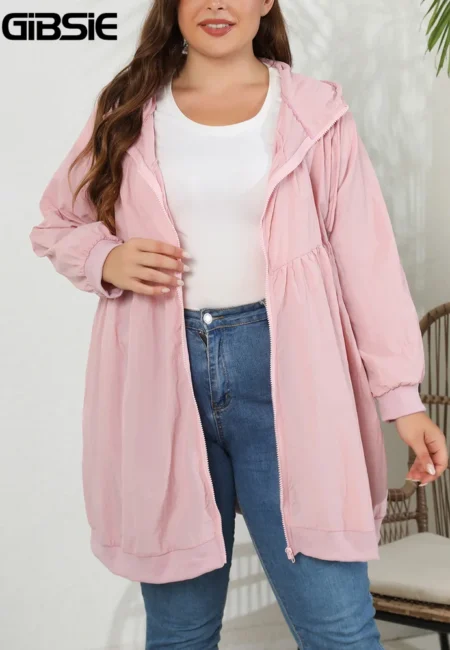 GIBSIE Hooded Long Jacket - Cozy Polyester Coat XL-4 XL Women