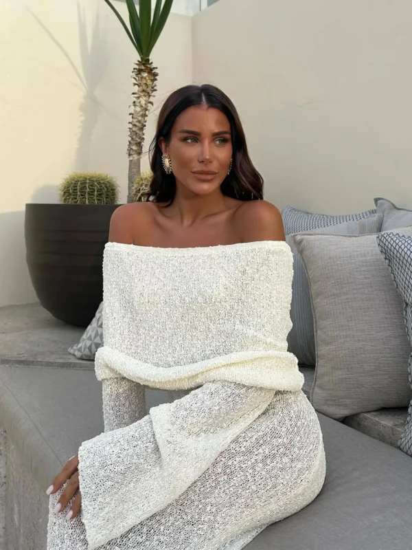 Hollow Out Knitted Beach Dress - Chic Cover-Up for Summer Fun