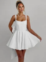 Elegant Backless Bow Mini Dress for Summer Parties - Image 6