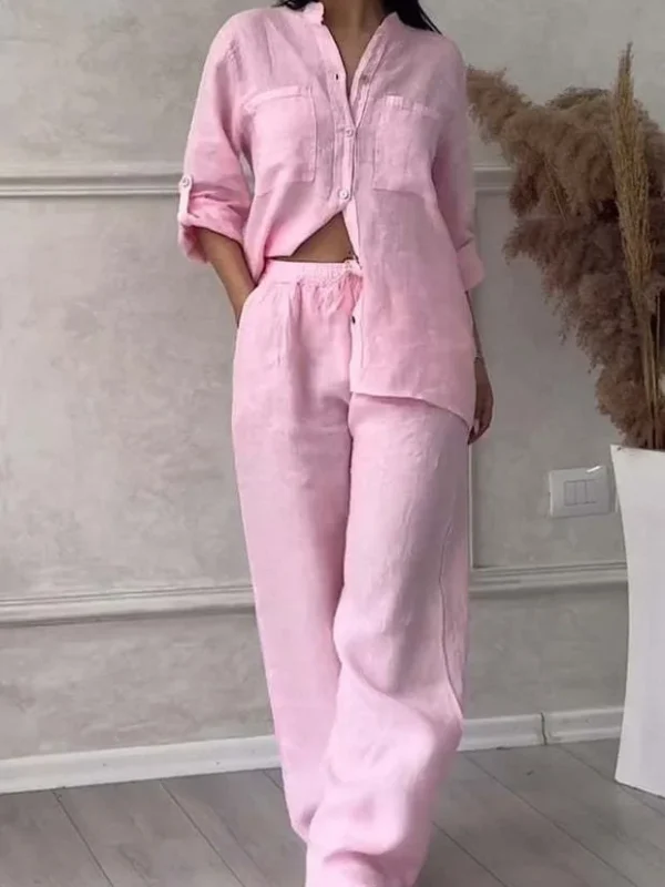 Chic Cotton-Linen Two-Piece Set for Effortless Style