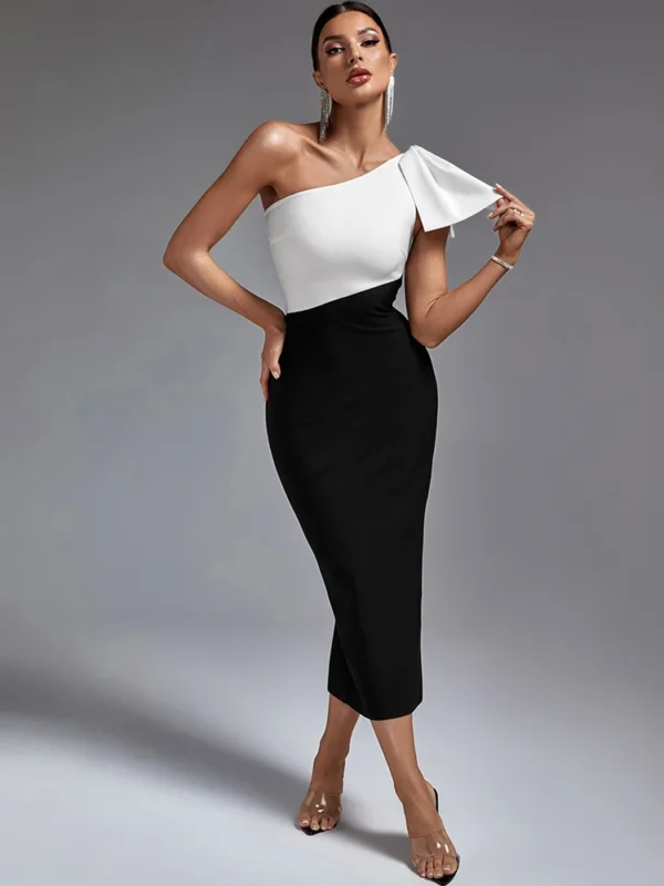 Chic One-Shoulder Maxi Bandage Dress for Elegant Events