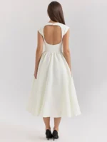 Elegant White Backless A-line Maxi Dress for Chic Occasions - Image 6