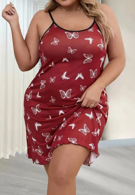 Butterfly Print Nightdress: Luxurious Summer Comfort in Plus Sizes