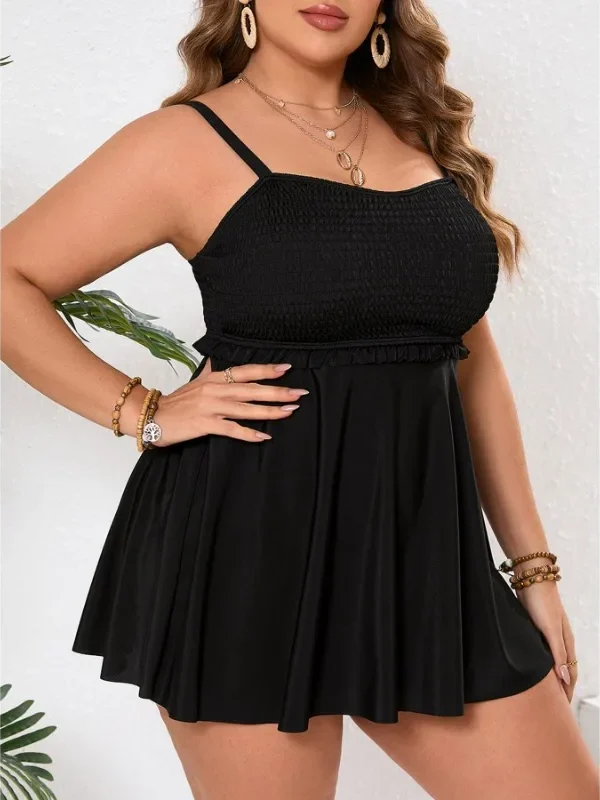 Elegant Plus Size Hollow-Out Tankini Set for Confident Summer