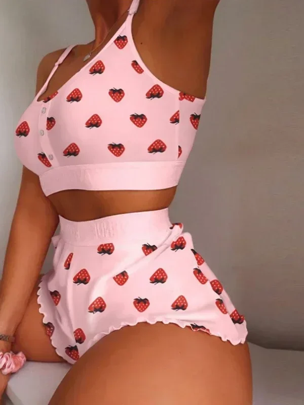 Chic Butterfly Print Pajama Set for Women - Cozy Nightwear