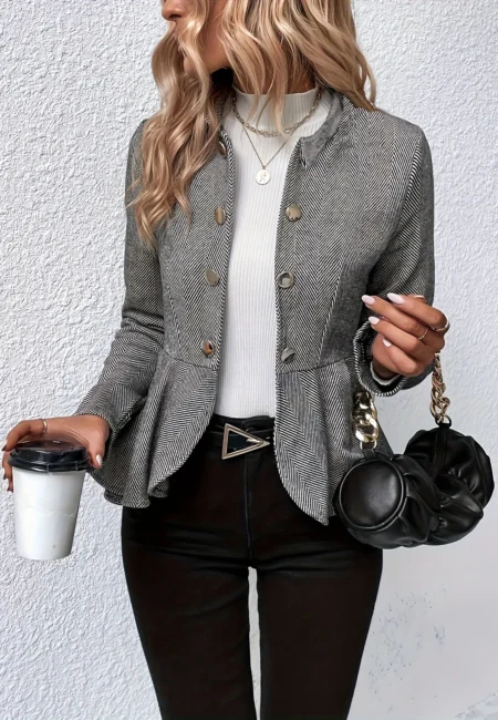 Sophisticated Gray Button Cardigan - Cozy Autumn Layers XL-5 XL