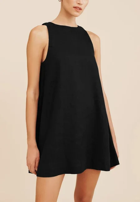 Breezy Cotton Linen A-Line Mini Dress - Summer Essential