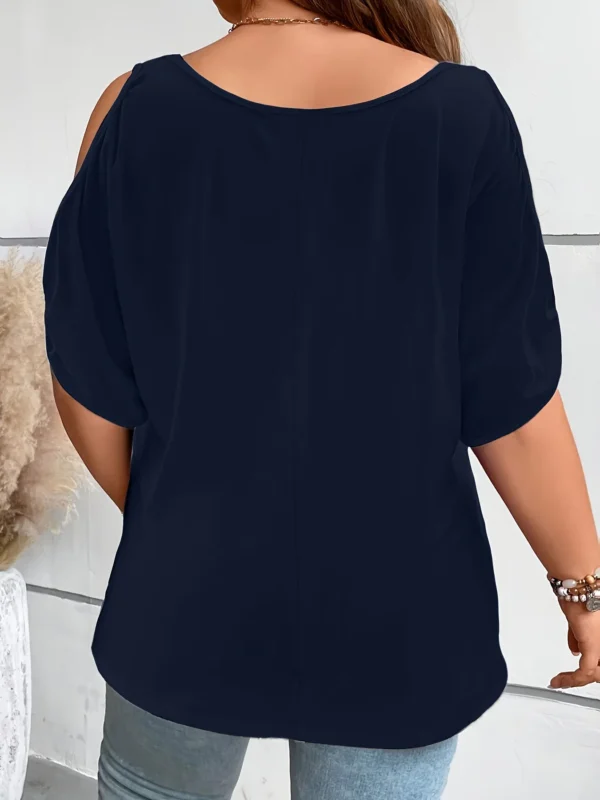 Chic Plus Size Cold Shoulder Tee with Trendy Cutouts