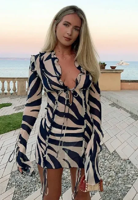 Blue Striped Lace-Up Beach Cover-Up - Flattering Resort Wear