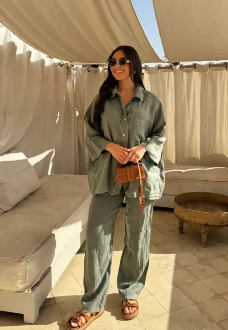 Elegant Cotton Linen Two-Piece Set for Effortless Summer Style