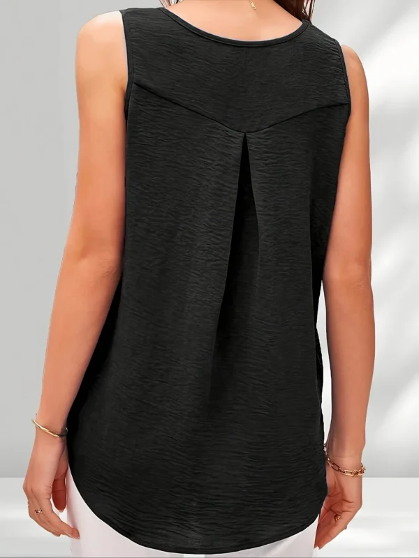 Chic Plus Size Round Neck Pleated Vest for Effortless Style