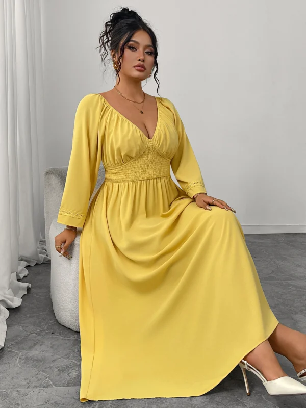 Chic Yellow Oversized Dress for Autumn & Winter Elegance