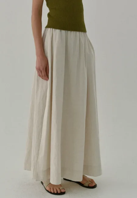 Elegant A-Line Linen Skirt with Pockets for Summer Style