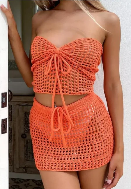 Luxe Crochet Bikini Cover-Up Set - High Waist Beachwear