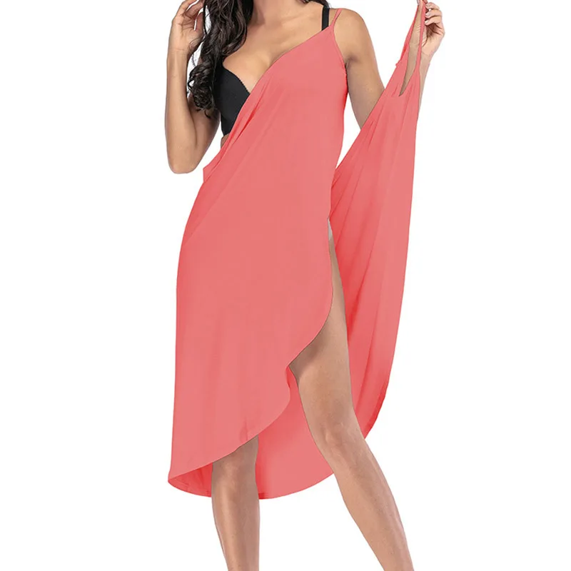 kf-Sa39817ad3e124460a1412daae9ce83b7e Luxe Polyester Wrap Beach Dress - Flattering Summer Cover-Up