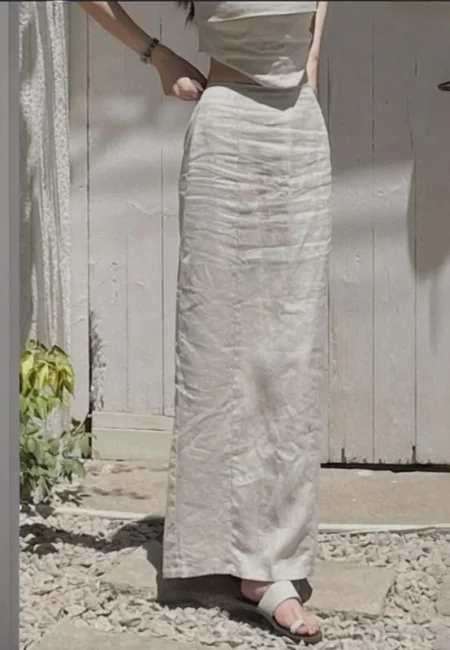 Elegant Cotton Linen Midi Skirt for Effortless Summer Style