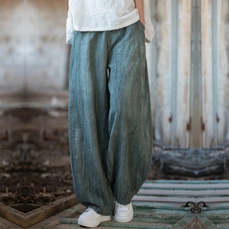 kf-Sa4526f0fa51d4559bda0a26d0f0a3d07K Luxe Cotton Linen Cargo Pants - Elastic Waist Wide Leg Comfort
