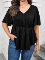 Chic Plus Size Ruffle Front Shirt for Effortless Summer Style - Image 5