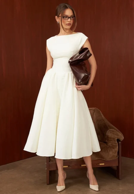 Stunning White Backless A-Line Formal Gown for Special Events