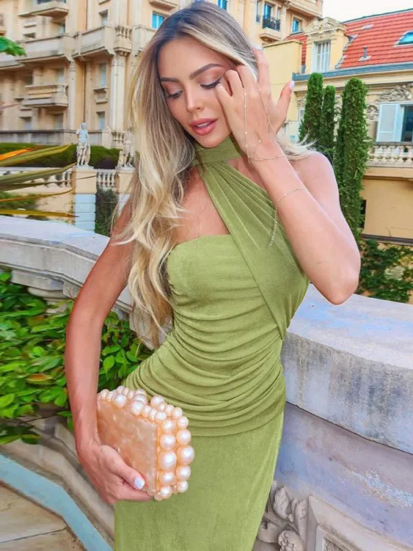 Green Backless Strapless Maxi Dress - Luxe Formal Gown
