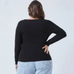 Chic Plus Size Square Neck Blouse for Autumn Elegance - Image 2