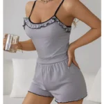 Chic Backless Ruffles Pajama Set for Summer Comfort - Image 3