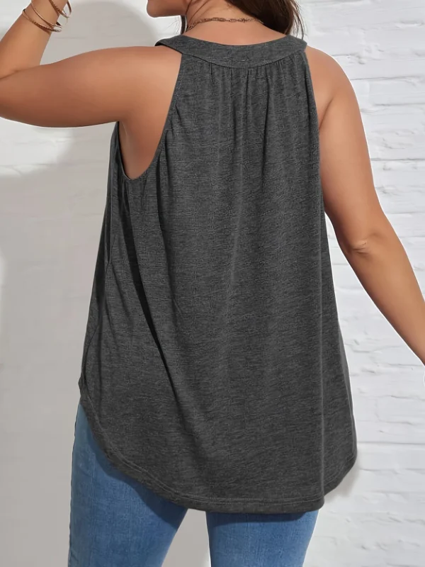 Plus Size Elegant Round Neck Button Vest for Spring Style