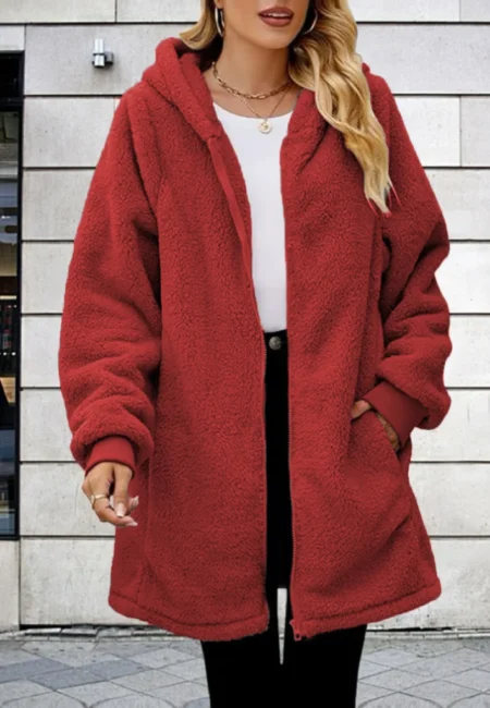 Trendy Plus Size Lamb Fur Hooded Jacket for Ultimate Warmth