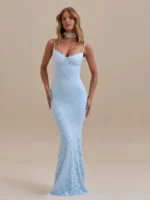 Elegant Backless Lace Maxi Dress for Summer Soirees - Image 2