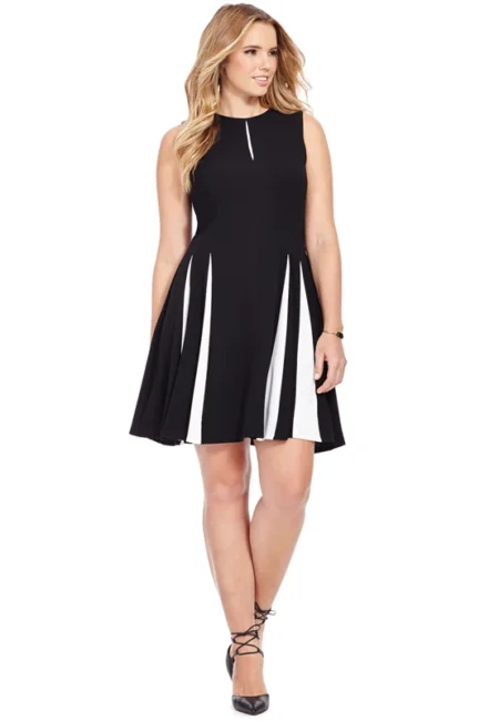 Sleeveless Patchwork A-Line Dress - Office Lady Summer Tank