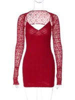 Lace Patchwork Mini Dress: Elegant V-Neck Backless Beauty - Image 6