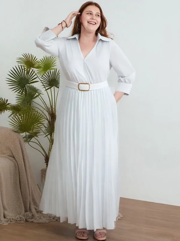 Chic 3/4 Sleeve A-Line Dress for Weddings & Office Elegance