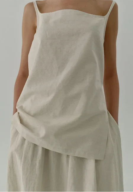 Elegant Vintage Cotton-Linen Camisole for Effortless Style