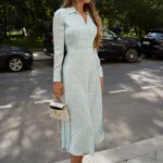 Elegant Blue Floral Maxi Dress for Office & Special Events - Image 2