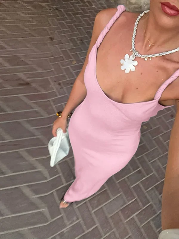 Sophisticated Backless Bodycon Maxi Dress for Summer Elegance